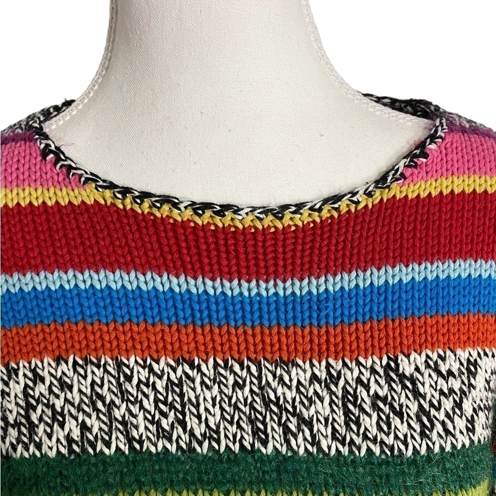 Northern Isles rainbow sweater striped womens size medium crew neck - Picture 3 of 12